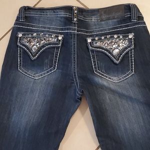 **7 for $25 Dark denim w/ silver embellishments..